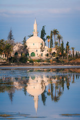 Naklejka premium Hala sultan Tekke Muslim shrine mosque located near the salt lake of Larnaca. Cyprus