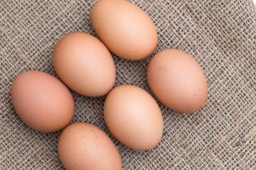 close up eggs on sack