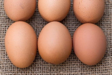 close up eggs on sack