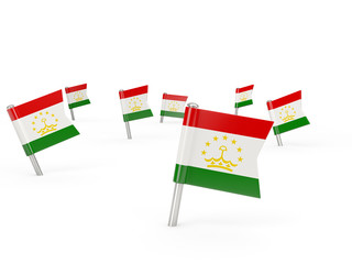 Square pins with flag of tajikistan
