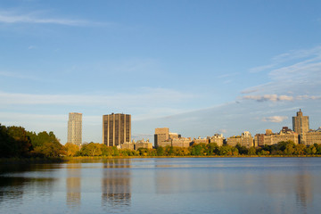 Reflection of Mount Sinai in Central park