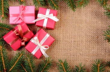 Wrapped gifts for Christmas or other celebration, copy space for text