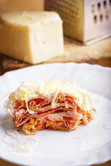 salty cake with pepper, cheese and ham