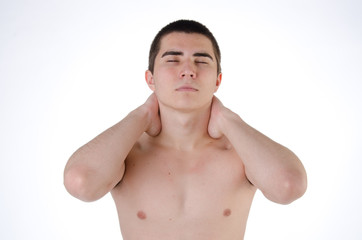 Fototapeta premium Sore neck young guy 