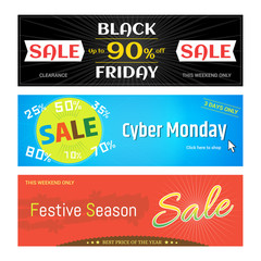 Obraz premium Set of promotion sale discount web banner for Black Friday Cyber