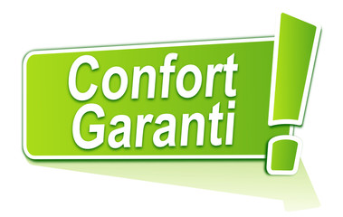 confort garanti sur étiquette vert