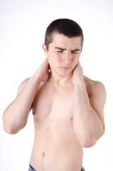 Obraz premium Sore neck young guy 