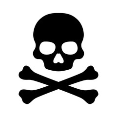Crossbones and skull death flat vector icon for apps and games - obrazy, fototapety, plakaty