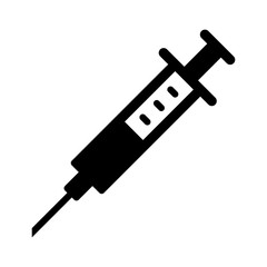 Injection syringe needle or vaccine shot flat icon for medical apps and websites © martialred