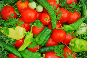 Fototapeta na wymiar Heap of fresh garden vegetables background