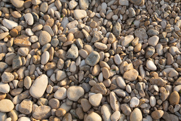 Texture of pebbles from a beach shore