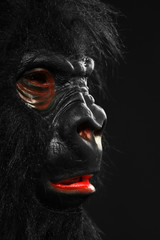 Portrait of a man with gorilla mask