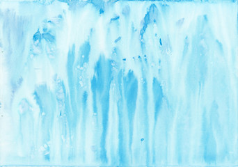 Abstract blue watercolor drips. Painting background texture.