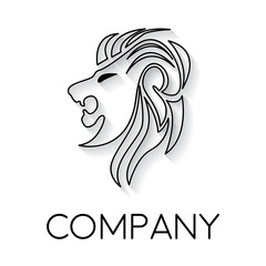 Vector sign abstract lion, in linear style