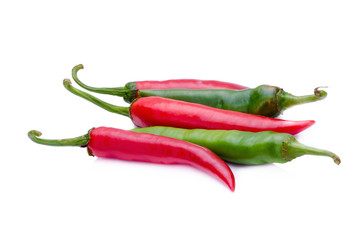 Hot peppers on a white background