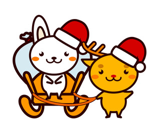 クリスマスのプレゼントを運ぶ動物シリーズ