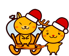 クリスマスのプレゼントを運ぶ動物シリーズ