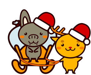 クリスマスのプレゼントを運ぶ動物シリーズ