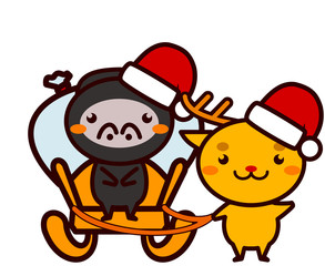 クリスマスのプレゼントを運ぶ動物シリーズ