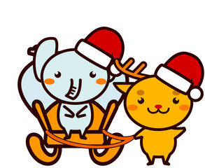 クリスマスのプレゼントを運ぶ動物シリーズ