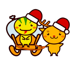 クリスマスのプレゼントを運ぶ動物シリーズ