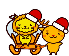 クリスマスのプレゼントを運ぶ動物シリーズ