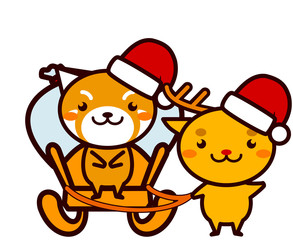 クリスマスのプレゼントを運ぶ動物シリーズ