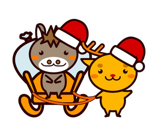 クリスマスのプレゼントを運ぶ動物シリーズ