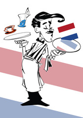 waiter with flag of Netherlands