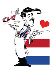 waiter with flag of Netherlands