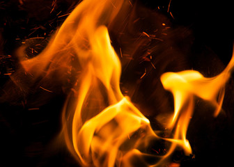 fire on a black background