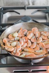 Prawns in a pan