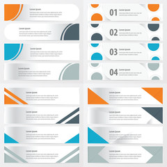 banner design 4 item Orange , blue, gray color