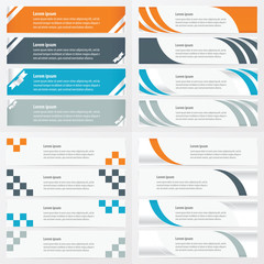 banner design 4 item Orange , blue, gray color