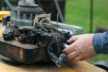 repairing lawn mower engine