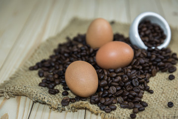 eggs with coffee beans