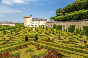 The picturesque gardens of Villandry castle, France