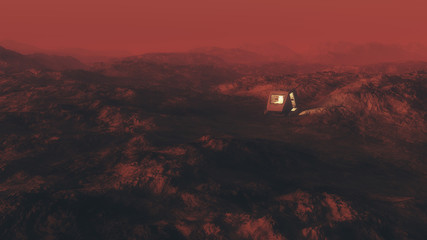 Empty space capsule on red planet. © ysbrandcosijn