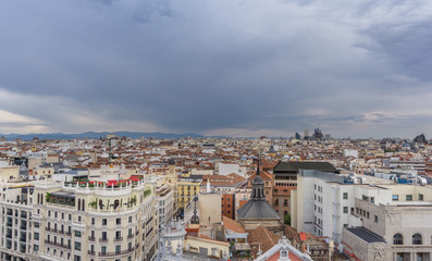 Fototapeta na wymiar Skyline of Madrid in a cloudy day