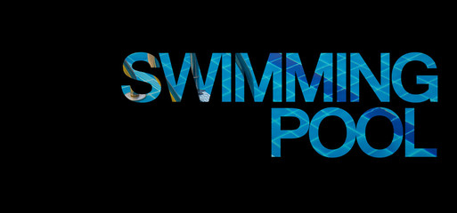 Fototapeta premium Swimming pool with design text, Selective path embedded