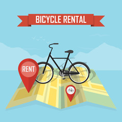 Vector bike rental map background