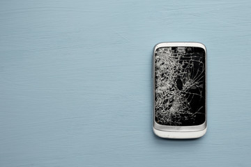 Mobile smart phone with broken screen