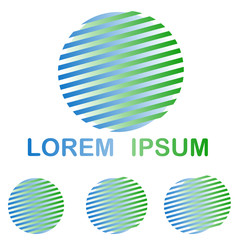 Green and blue striped round spa logo design set