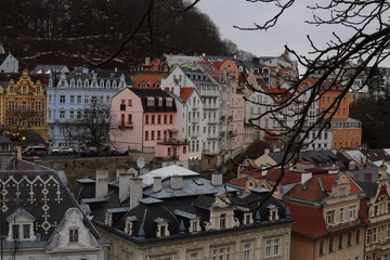 Houses in city center of Karlovy Vary, Czech Republic
