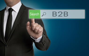 b2b browser is operated by businessman concept