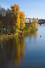 Prague island in the autumn