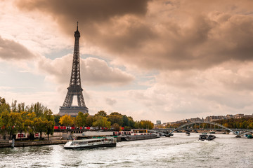 Fototapeta na wymiar La Seine et la Tour Eiffel, Paris
