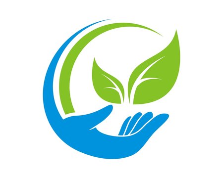 abstract hand care leaf logo