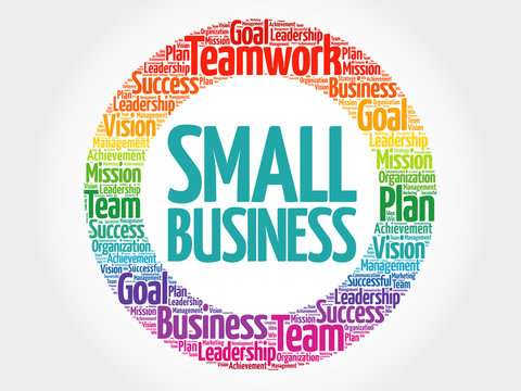 Small Business Circle Stamp Word Cloud, Business Concept