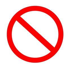Red not allowed sign in white background